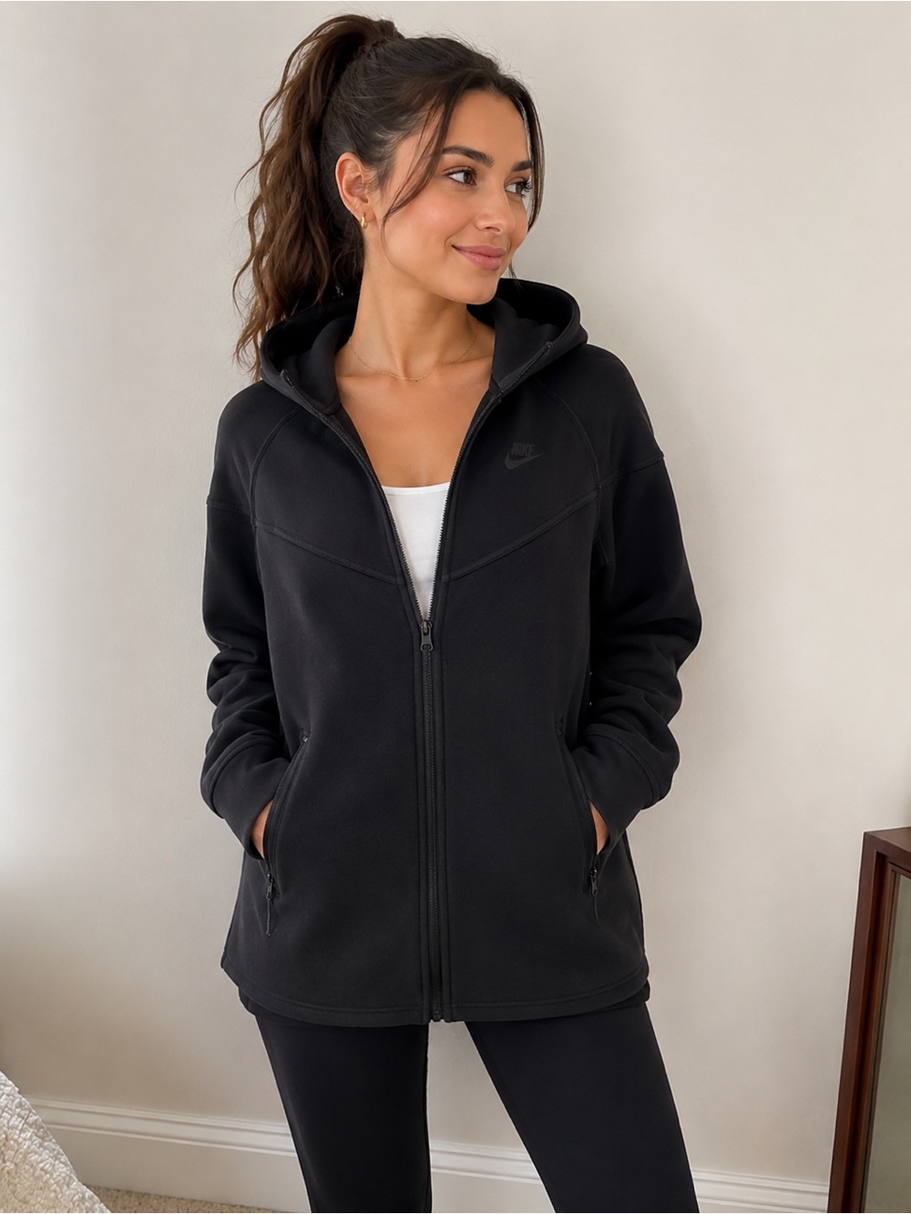 Nike Women's Black Full-Zip Hooded Sweatshirt